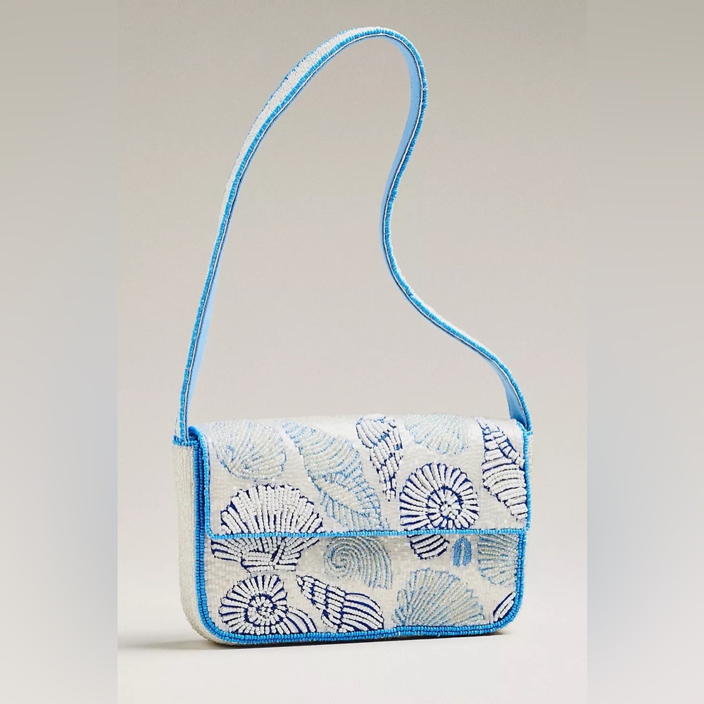 Anthropologie The Fiona Beaded Bag Icon Edition Clam Shells - NWT